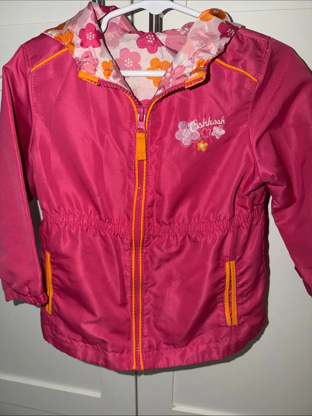 OshKosh B'gosh Pink & Orange Floral-Lined Raincoat